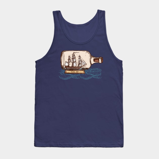 Vintage Ship Tank Top by Mako Design 